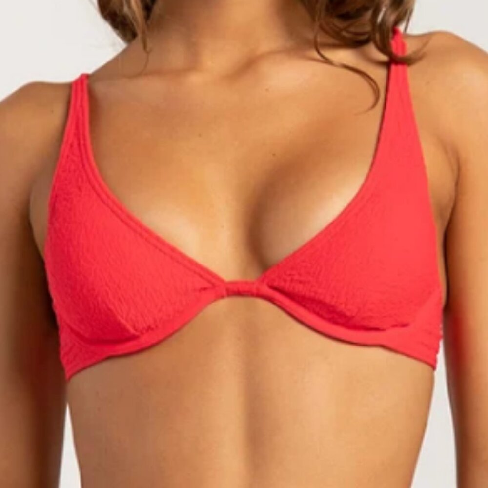 FULL TILT Red Crinkle Bikini Top Size Small